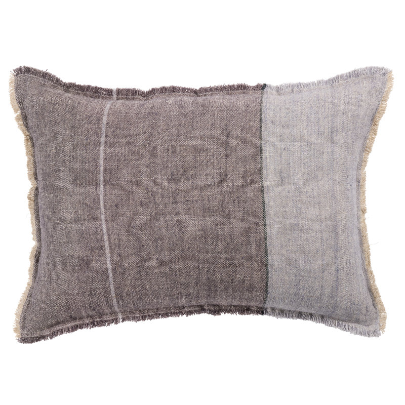 Oreiller en lin Rockefeller, Housse de coussin seulement - sans coussin, H 16 po x l 24 po, Gris