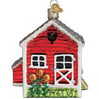 Old World Christmas Glass Blown Ornament for Christmas Tree, Chicken Coop