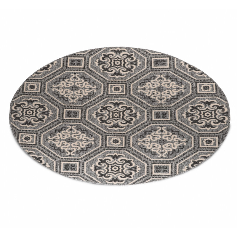 Lily-Faith Geometric Indoor / Outdoor Rug, Round 6'7"