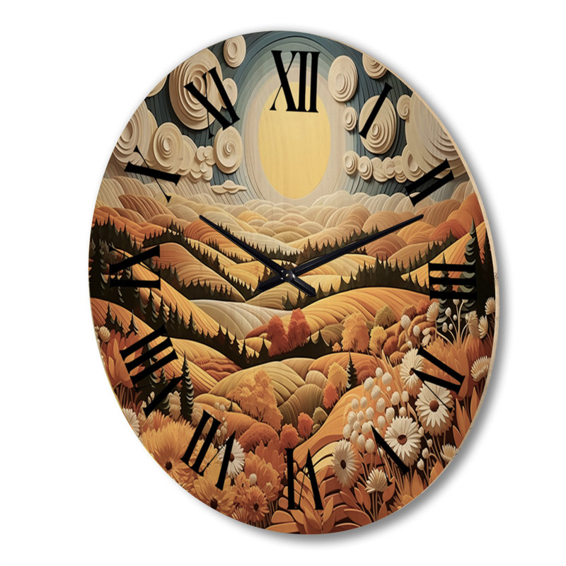 Horloge murale en bois massif Venette, Très grand