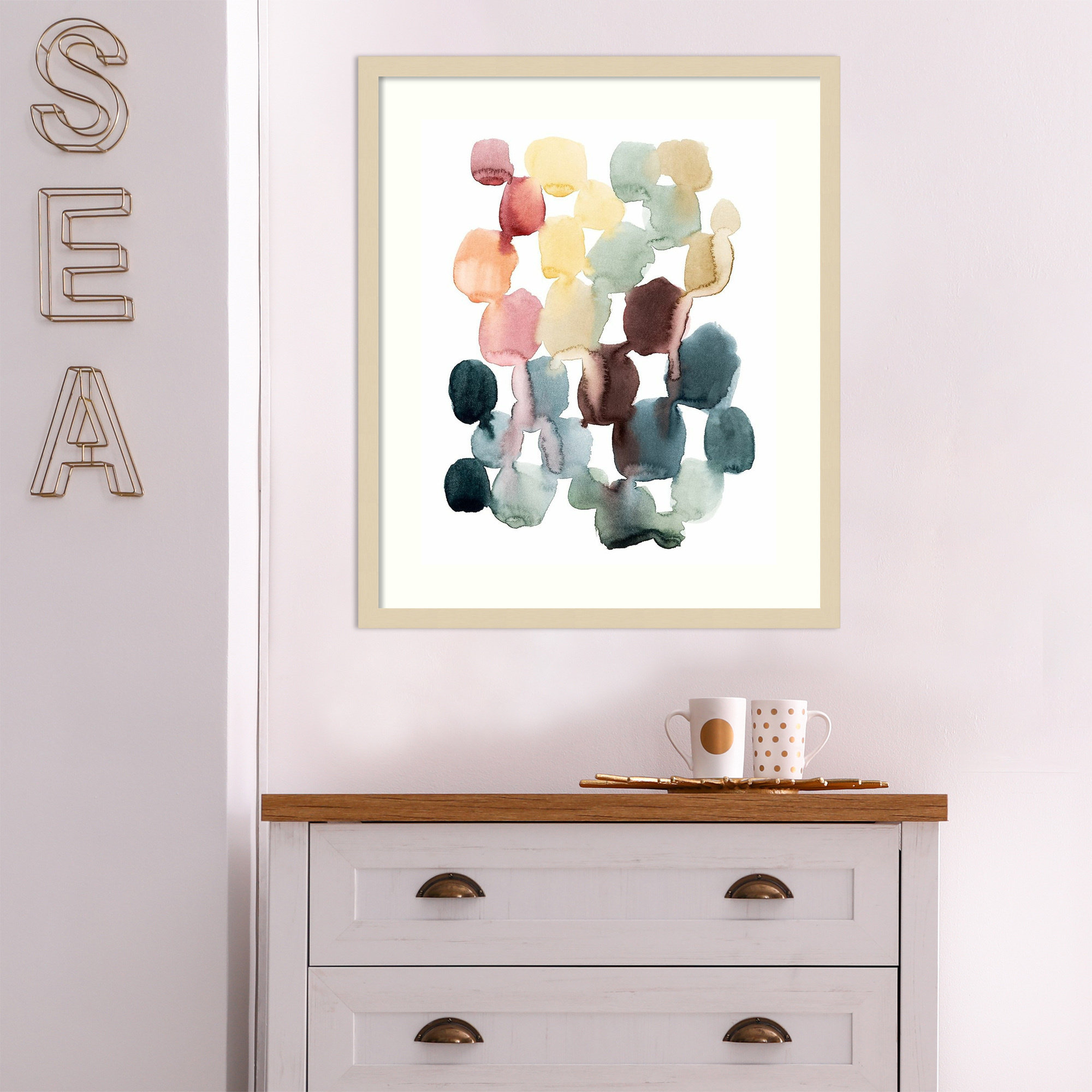 Desert Stones II by Grace Popp, Natural Framed Paper, 37" H x 31" W