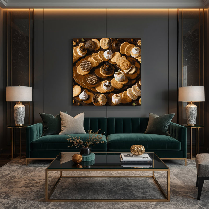 Desserts craquelins, art mural sur toile noire, H 12 po x l 12 po