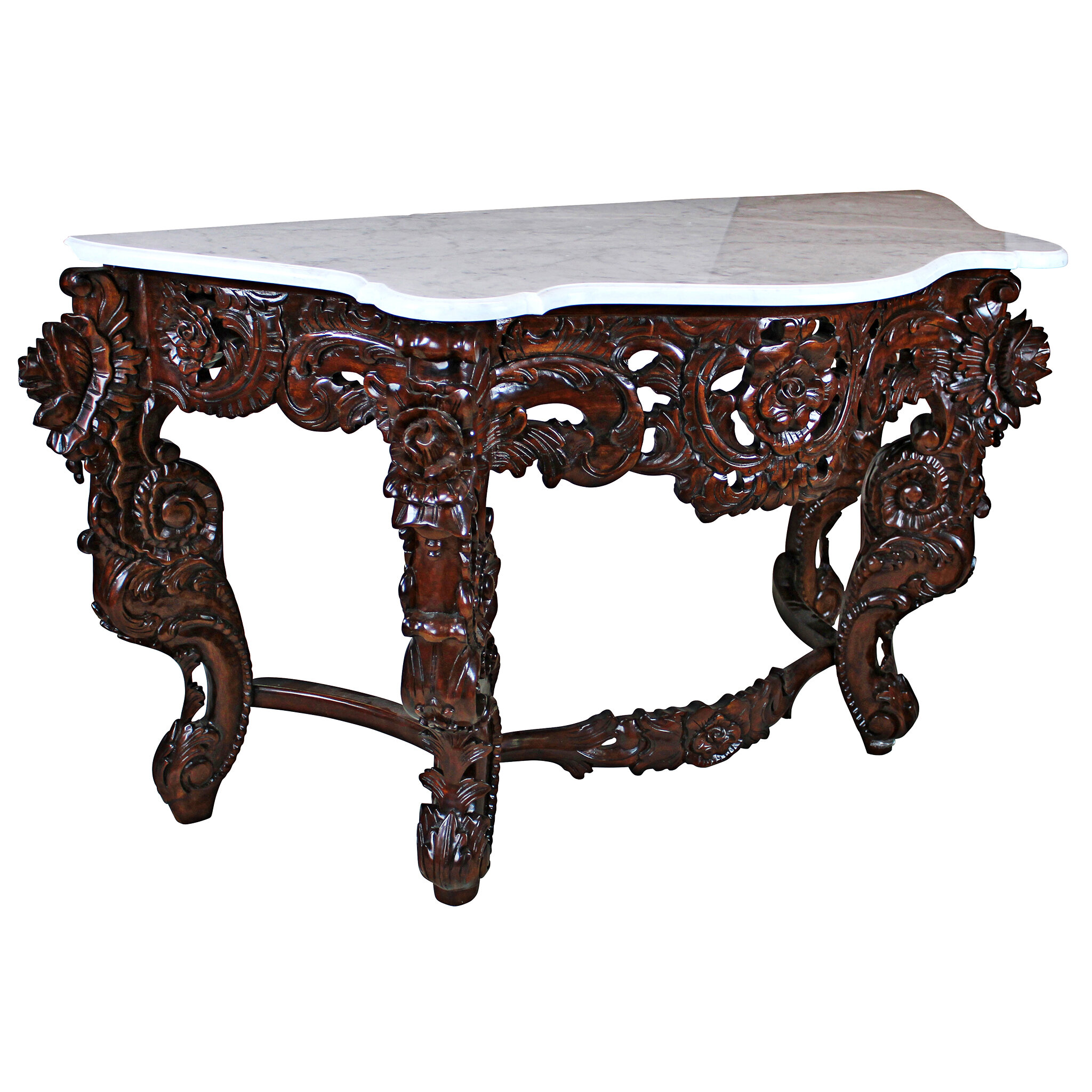 Baroque Marble-Topped Hardwood Console Table & Mirror - Design Toscano