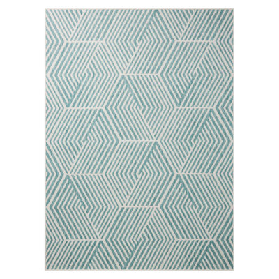 NICOLE MILLER NEW YORK Patio Country Ombre Geo Outdoor Area Rug, Blue/Cream