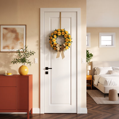 24" x 80" White Primed 1-Panel Shaker Solid Core Manufactured Wood Trimmable Interior Door Slab for Bedroom, Closet, Pantry and Office, Without Frame and Hardware Kit