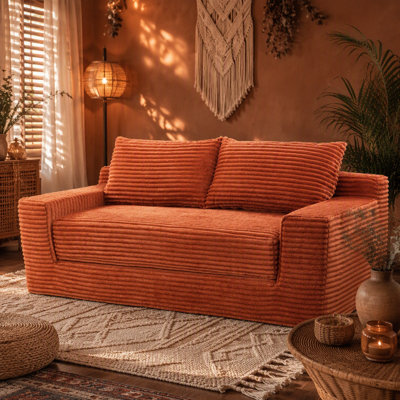 Memory Foam Convertible Loveseat Sofa with Corduroy Upholstery, No Assembly Required for Small Spaces and Multi-Use Living.
