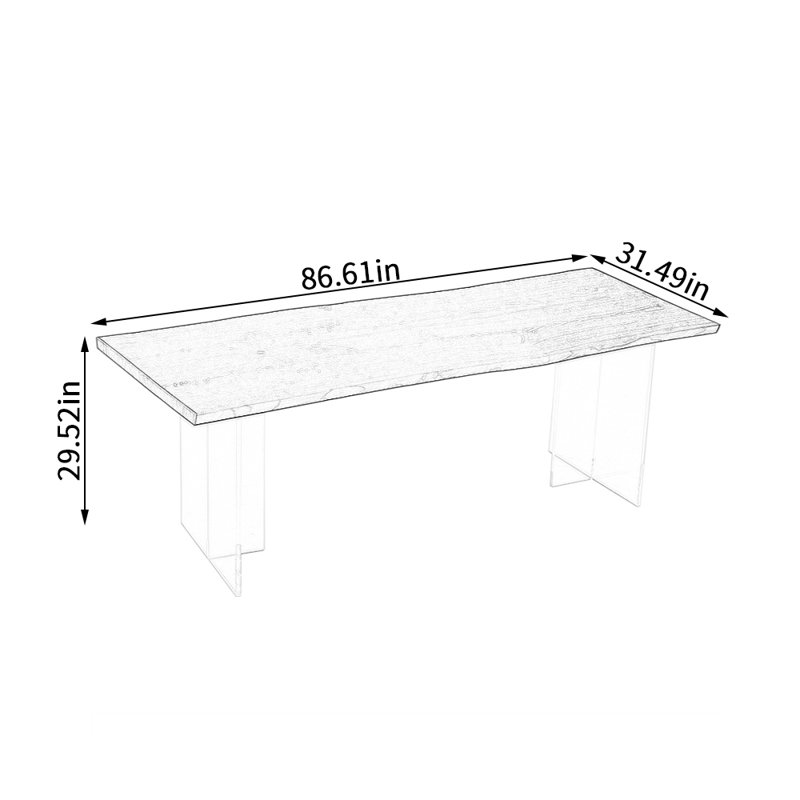 Table de conférence rectangulaire, L 31,49 po x L 86,61 po