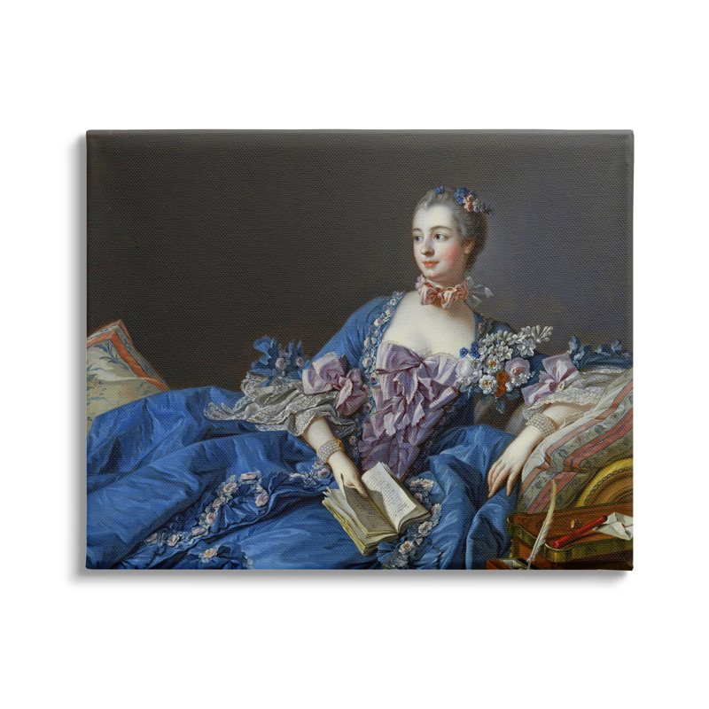 «Madame de Pompadour», peinture d'art par François Boucher - Peinture, H 24 po x l 30 po x P 1,5 po, Toile tendue