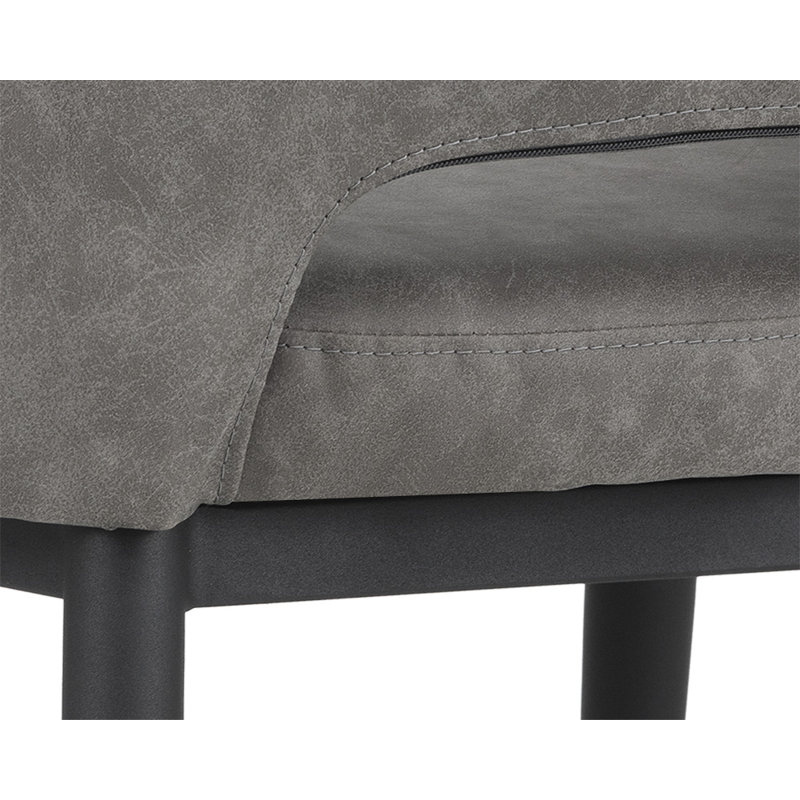 Urban Unity Upholstered Arm Chair, Gray , Black Faux Leather