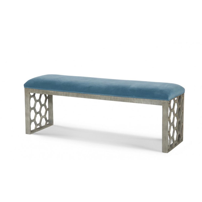 Angeline Upholstered Dining Bench, Harbor, Serrated Dolomite Silver
