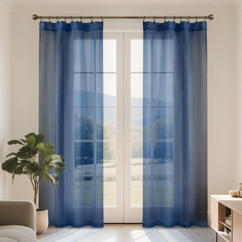 Voilage avec passe-tringle Voile, L 42 po x L 84 po, Marine