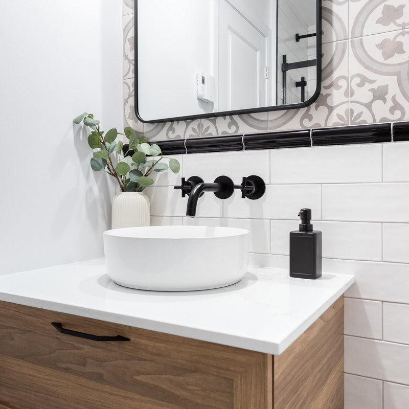 Robinet de salle de bain mural, Noir mat