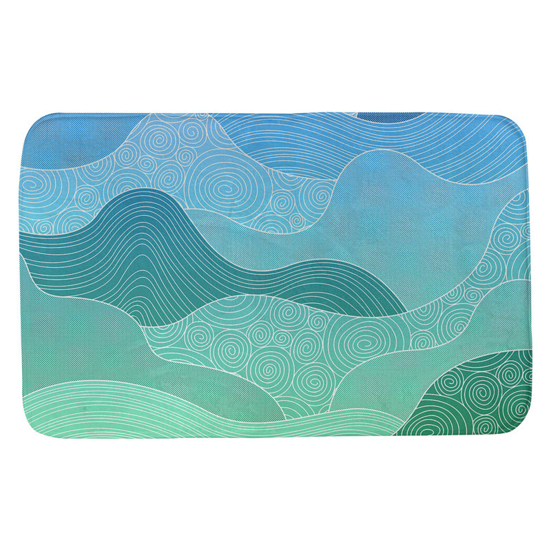 Tapis pour salle de bain Mcguigan, l 21 po x L 34 po, Bleu / Jaune / Aqua