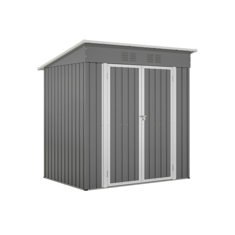 6'x4' Outdoor Metal Storage Shed for Garden Tools Lockable Door With Floor Frame