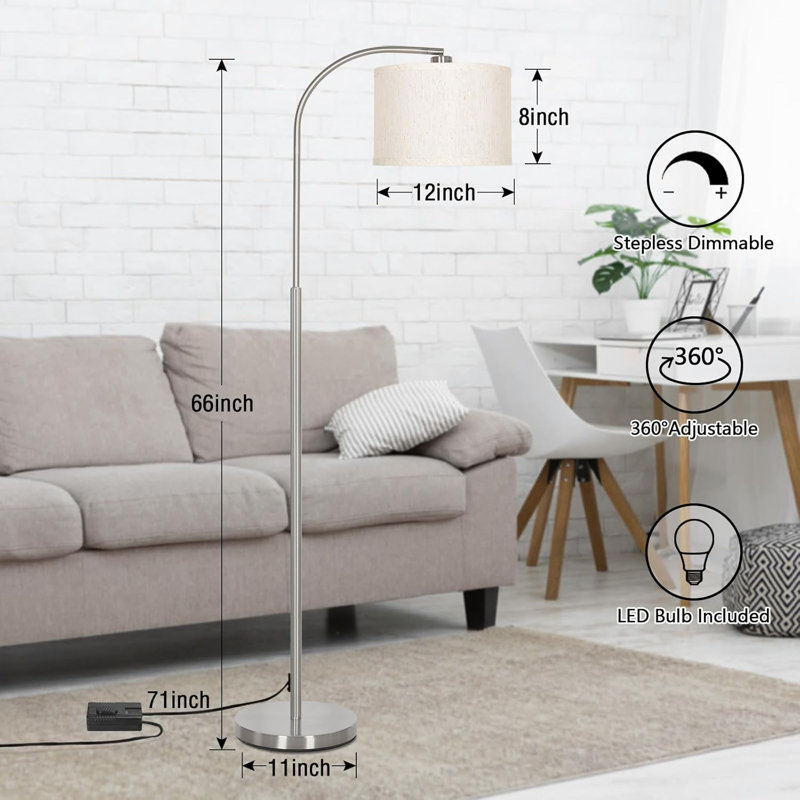 Led Floor Lamp, Fully Dimmable Standing Lamp With Rotating Adjustable Shade For Reading & Illumination, Minimalist Design For Living Room, Bedroom, Study