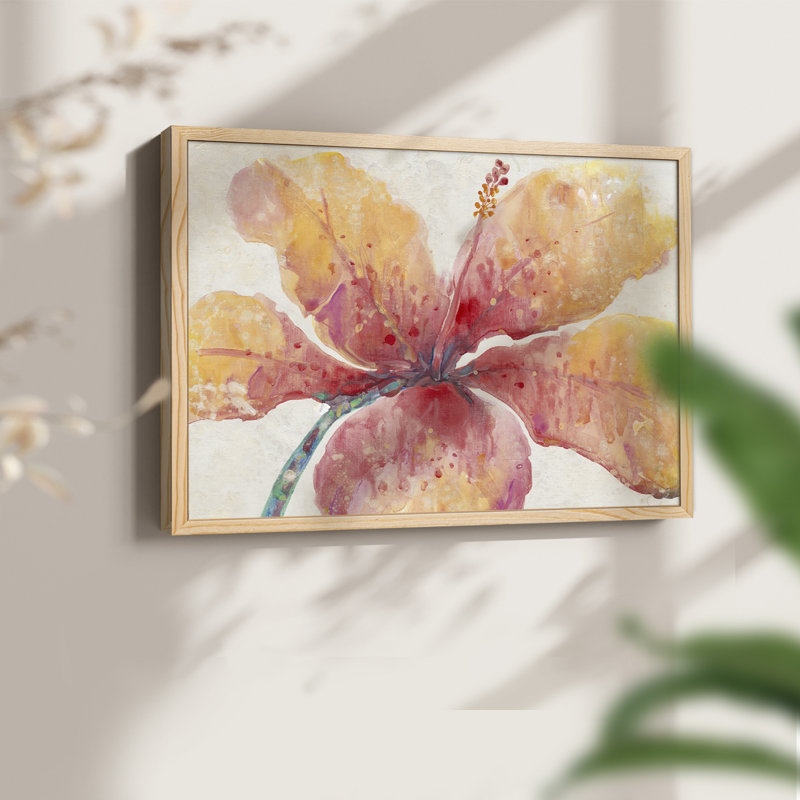 Hibiscus en fleurs - reproduction encadrée - réarmable, Naturel, H 11 po x l 14 po