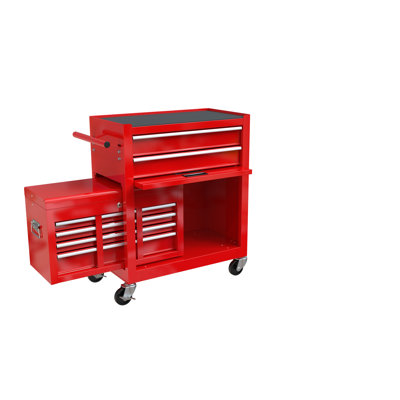 8 Mobile Tool Chest In Red, Build, Ample Storage Space For Tools And Accessories Red With Wheels, Construction, Easy Access Drawers