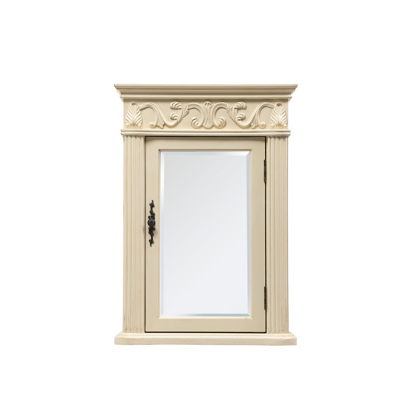 Armoire à pharmacie avec 3 tablettes Aurillon, H 36 po x l 25 po x P 6 po, Ivoire antique