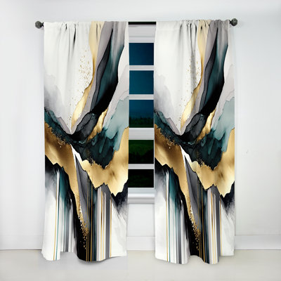 Launceston - Abstract Marble Marble Room Darkening Curtain - 1 Panels