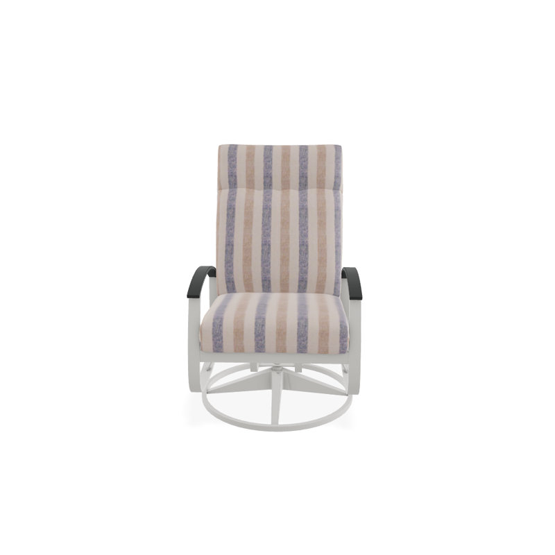 Belle Isle Outdoor Rocker Chair, Blue/White Stripe, Classic Graphite P30, Textured Snow