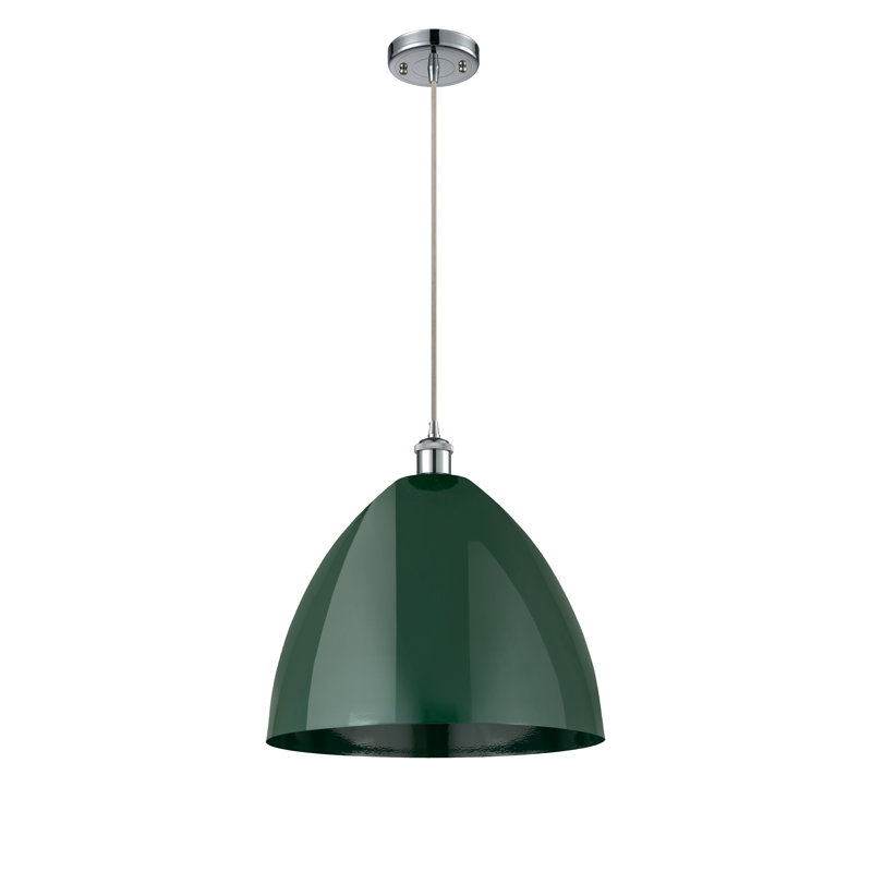 Luminaire suspendu conique 1 lumière, Vert, Brun
