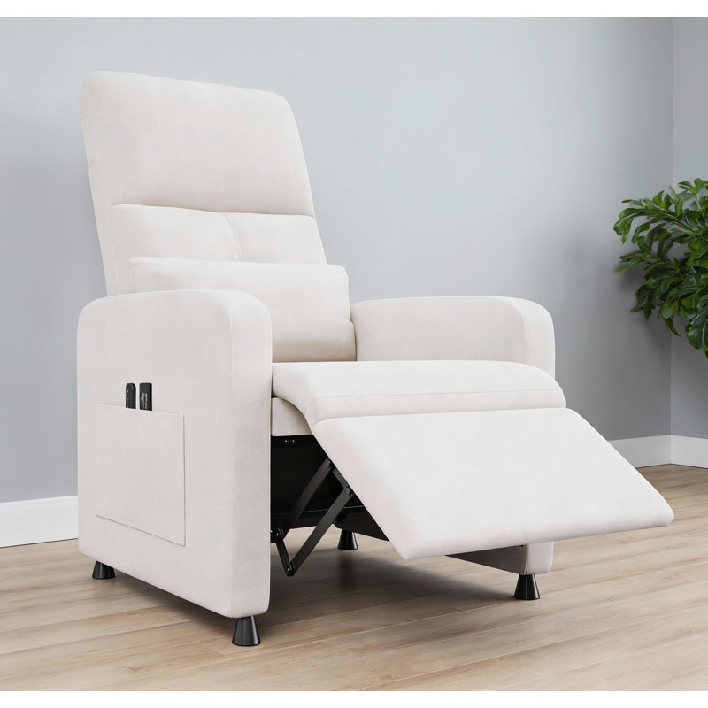 Fauteuil inclinable électrique, avec 2 poches latérales et port USB, Blanc