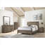 Grand lit à panneau en bois massif gris classique pour chambre principale et d'amis, style contemporain