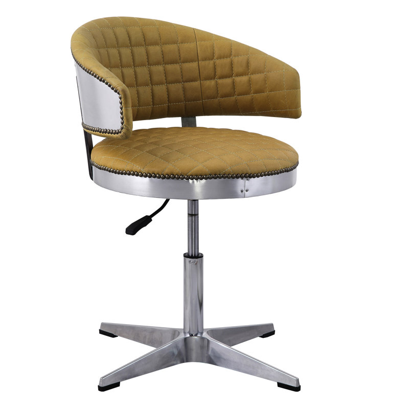Tabouret rembourré en cuir Turmeric