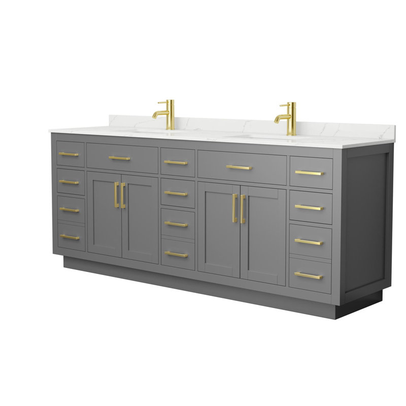 Beckett TK 84'' W Vanity, Single, Brushed Gold, Gray
