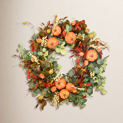 26" Handcrafted Pumpkin, Berry Thanksgiving Wreath