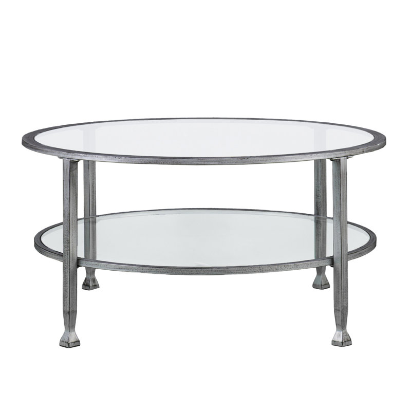Jordyan Glass Top Coffee Table, Silver