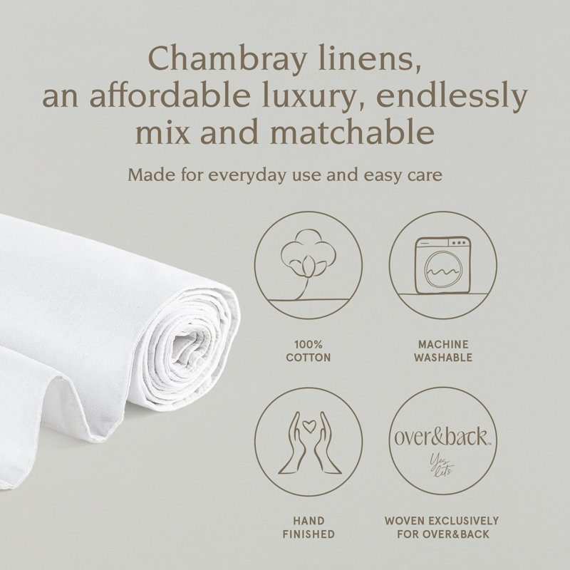 Over&Back Woven Chambray Table Runner, White, 18" W x 90" L