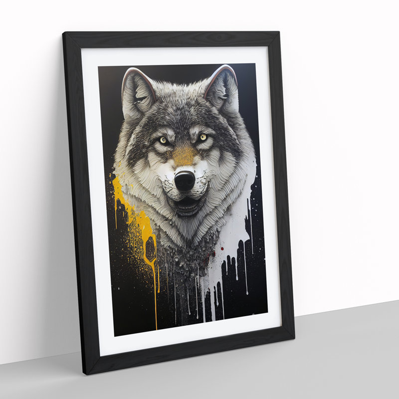 Splashed Wolf No.2 - Framed Print, Black Framed, 34cm H x 25cm W x 2cm D
