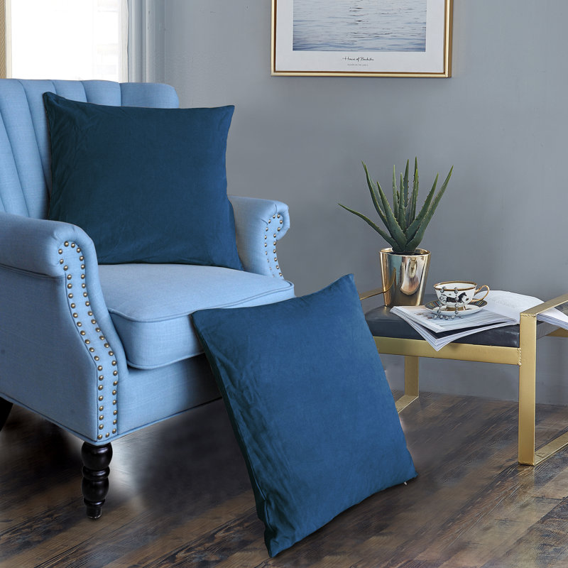 Housse de coussin carré, 20 po X 20 po, Bleu majolique
