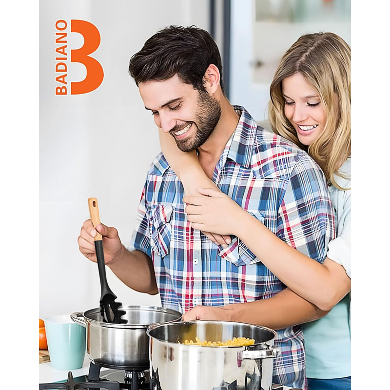 Fourchette à pâtes en silicone, cuillère à nouilles résistante à la chaleur dans la cuisine, passoire à spaghetti sans BPA, 12,8 po 