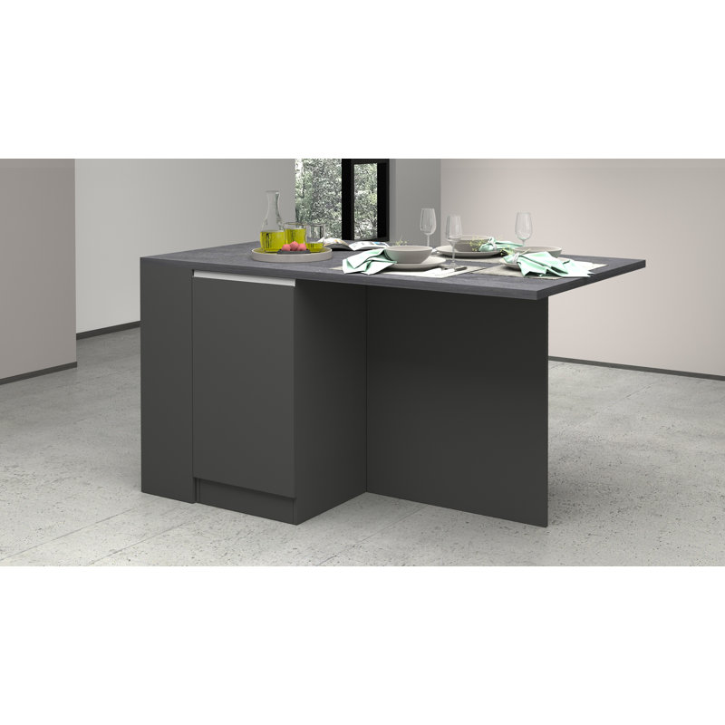 Naadirah Wood Kitchen Island, Anthracite/Slate