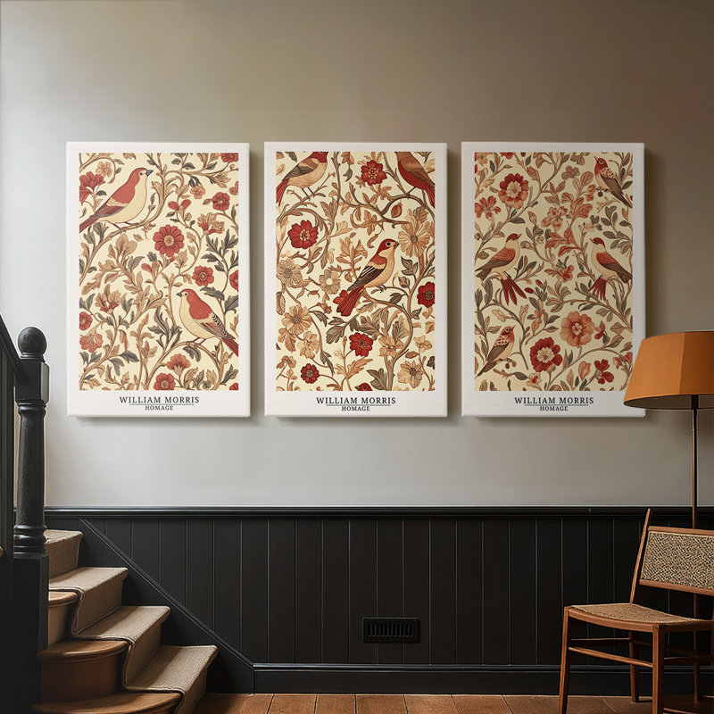 Série de pièces de la collection Cxxi de William Morris - Toile tendue sur mesure - 3 pièces, H 27 po x l 54 po