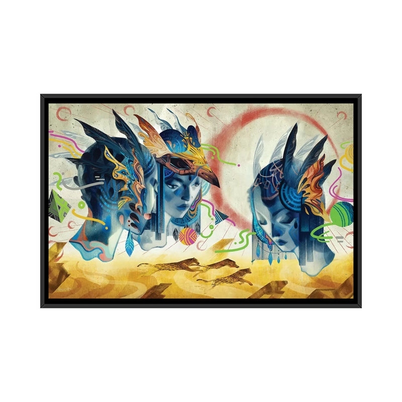 Legend Of Another Mainland by Sija Hong - Painting on Canvas, Black Framed, 101.6 cm H x 66.04 cm W