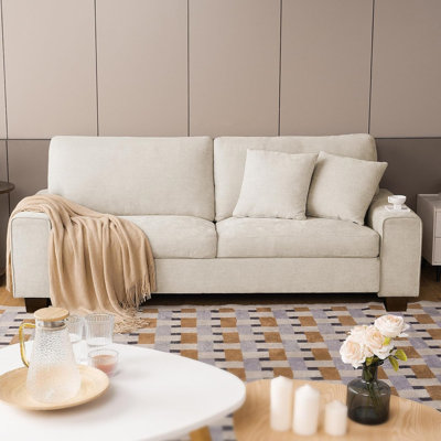 Modern Chenille Loveseat Sofa With Spring Cushions And Removable Cover