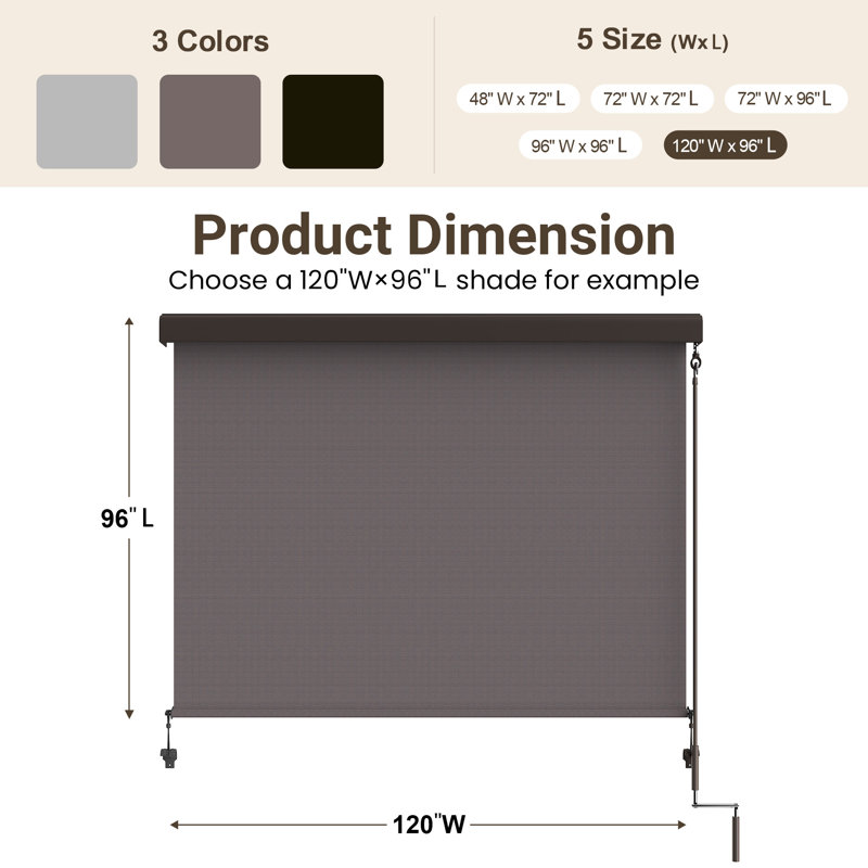 Store à enroulement extérieur sans cordon, stores de patio sans assemblage avec tissu 420 g / m² amélioré pour une protection à 95% contre les rayons UV, pare-soleil pour espaces intérieurs et extérieurs