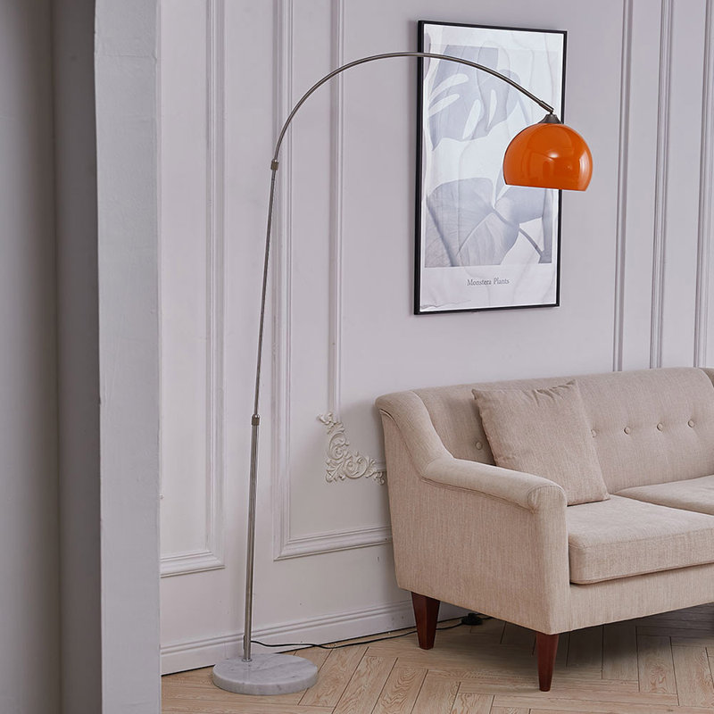 Amersham 130cm Arched Floor Lamp with Marble Base, Orange