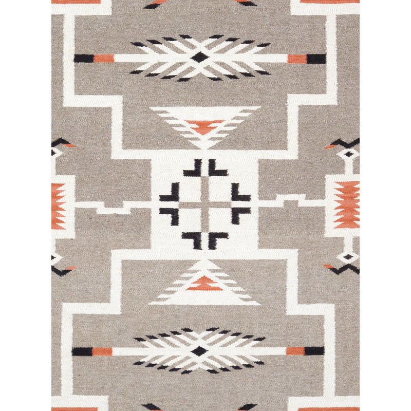 Tuscany Geometric Handmade Flatweave Rectangle 5'1" x 7' Wool Area Rug in Brown/Red/Orange