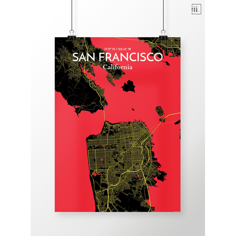 San Francisco City Map - No Frame Print, 50.8cm H x 40.6cm W x 0.13cm D