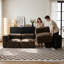 Canapé modulaire en chenille avec assise profonde et repose-pieds-74816695