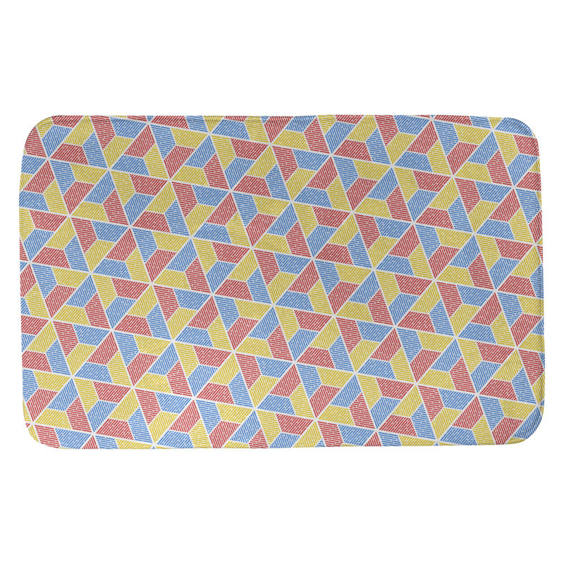 Tapis pour salle de bain katelyn elizabeth trapézoïdals, l 17 po x L 24 po, Bleu / Rouge / Jaune