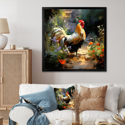 Art mural coq rétro à la ferme