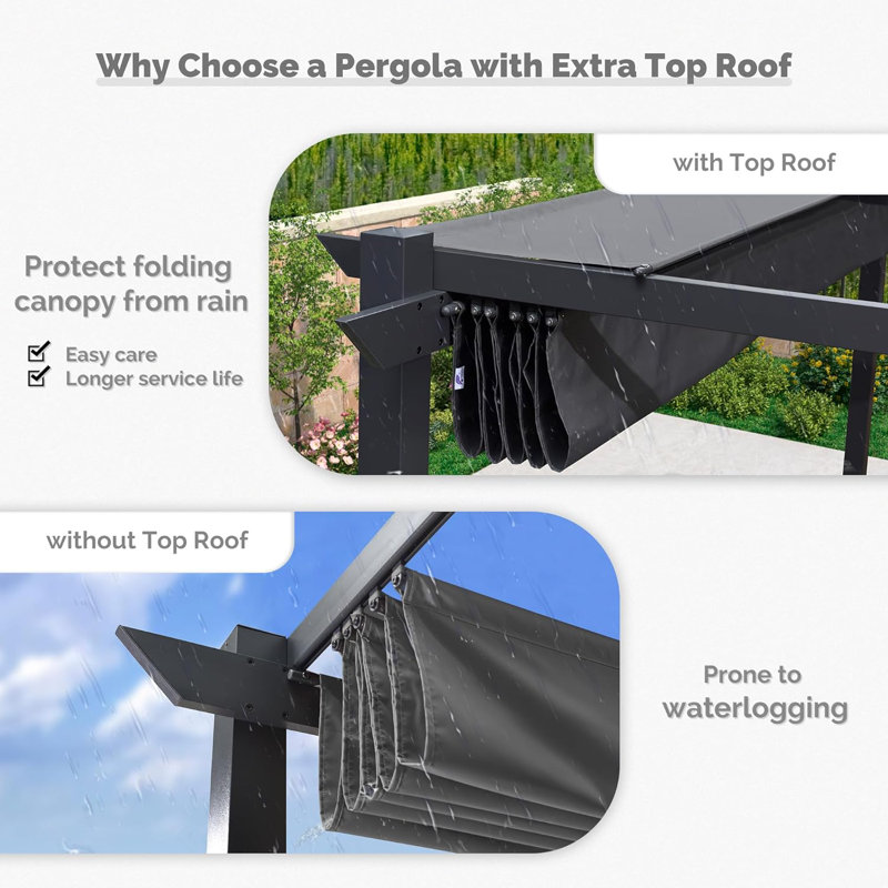 3m x 3m Aluminium Pergola, Grey