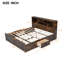 Lit plateforme très grand en bois avec tête de lit à plusieurs tiroirs - construction robuste, couleur antique, tiroirs sans sommier, nécessaire, look élégant-118042312