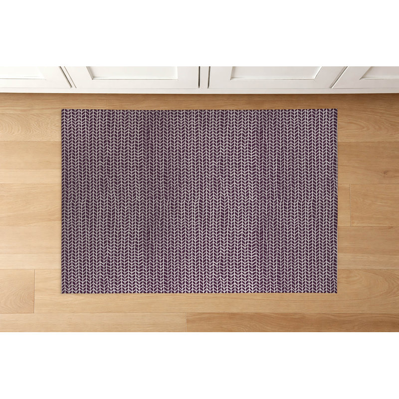 Tapis de cuisine Chevron Feather, Aubergine, Rectangle 5 pi x 7 pi