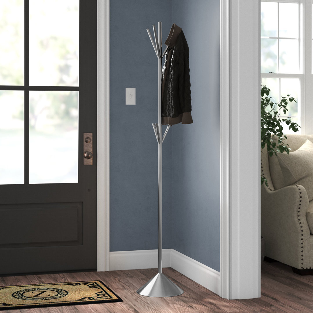 Lowder Stainless Steel Freestanding 6 - Hook Coat Rack Wade Logan®